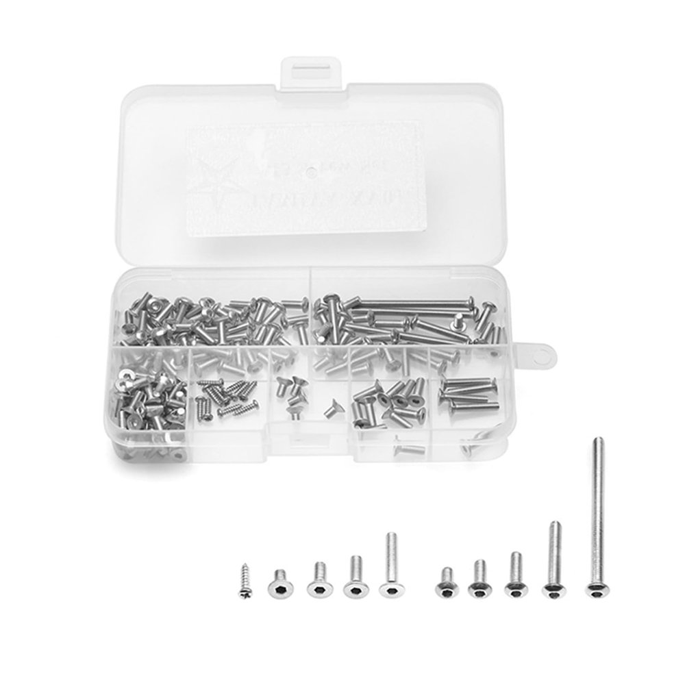 103pcs RC Car Screw Kit Screws Assortment Set Hardware Fasteners Compatible for Tamiya XV01 1/10 RC Car Upgrade M3 Stainless Steel Hexagon Socket Screw