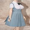 1/6 Scale Female Clothes,Female Double Shoulder Skirt High Waisted Skirt Pleated Skirt Dress Clothing for 12inch PH TBL JO Action Figure Body (1pc Waisted Skirt-Long Verison-Blue) view 1