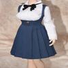 1/6 Scale Female Clothes,Female Double Shoulder Skirt High Waisted Skirt Pleated Skirt Dress Clothing for 12inch PH TBL JO Action Figure Body (1pc Waisted Skirt-Long Verison-Dark Blue) view 1