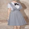 1/6 Scale Female Clothes,Female Double Shoulder Skirt High Waisted Skirt Pleated Skirt Dress Clothing for 12inch PH TBL JO Action Figure Body (1pc Double Shoulder Skirt-Long Verison-Gray) view 1
