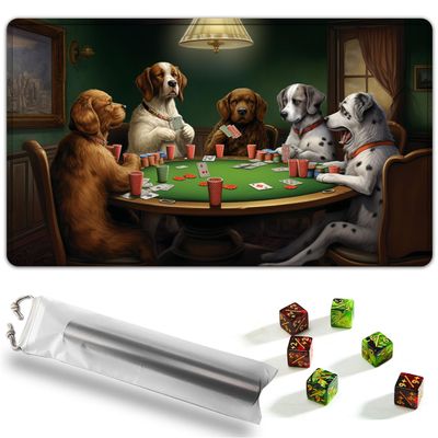 for MTG Playmat, Game Mat 24 x 14 inches for MTG DTCG CCG RPG Trading Card Inked Game Playmats Mousepad Desk Mats Smooth Rubber Surface Battle with 6 Dice - Cool Animal 2