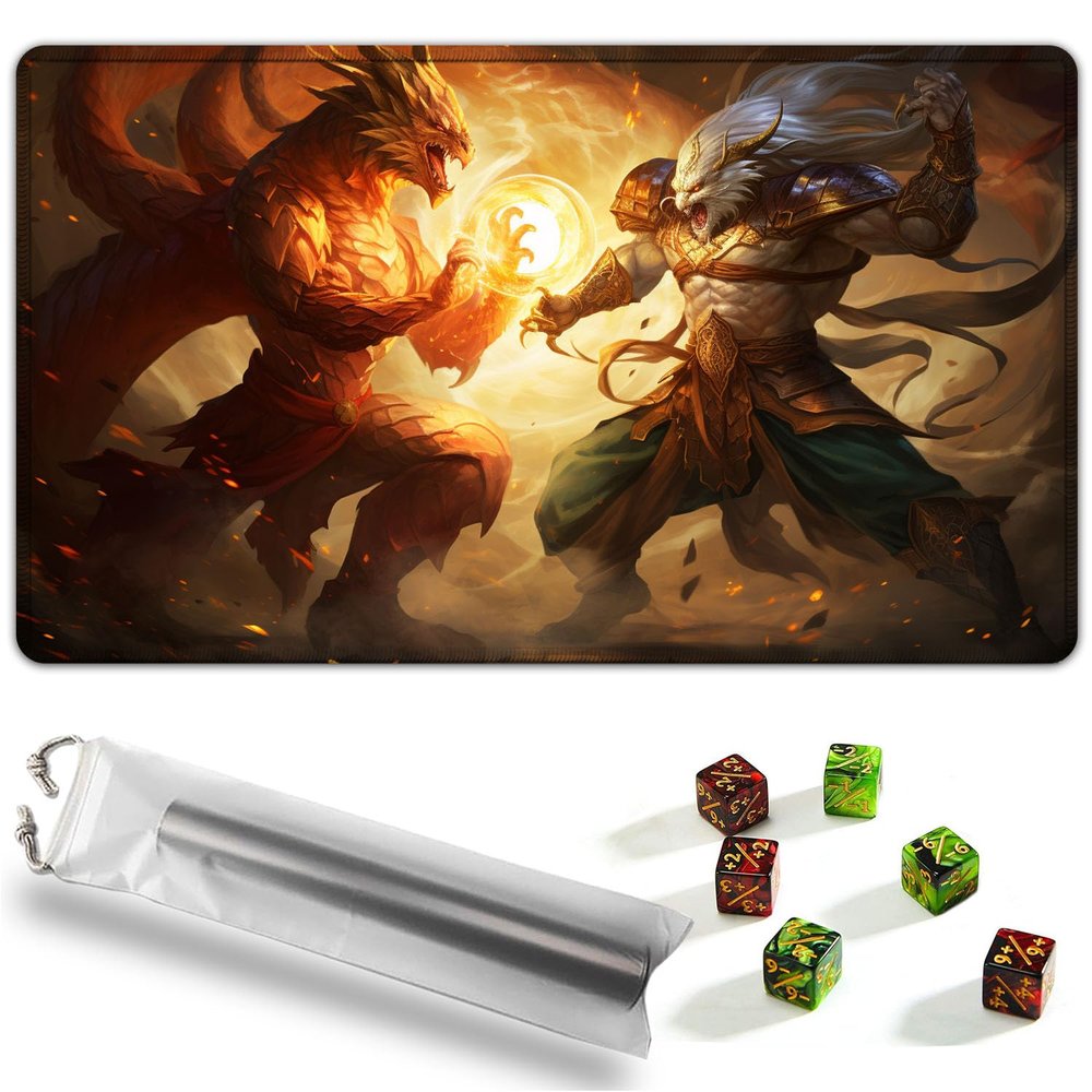YVBHCGGGF for MTG Playmat, Game Mat 24 x 14 inches for MTG DTCG CCG RPG Trading Card Inked Game Playmats Mousepad Desk Mats Smooth Rubber Surface Battle with 6 Dice - 100