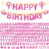 175Pcs Glitter Customizable Banner Kit DIY Custom Letter Banner DIY Girls Happy Birthday Letters 0-9 Numbers Anniversary Personalized Banners Wedding Birthday Party Decoration Supplies(Shiny Light Pink) view 1