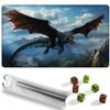 YVBHCGGGF for MTG Playmat, Game Mat 24 x 14 inches for MTG DTCG CCG RPG Trading Card Inked Game Playmats Mousepad Desk Mats Smooth Rubber Surface Battle with 6 Dice - Flying Dragon 2 view 1