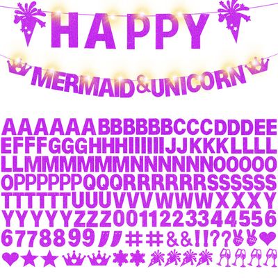 175Pcs DIY Custom Letter Banner Glitter Customizable Banner Kit 0-9 Numbers DIY Theme Happy Birthday Letters Personalized Banners for Wedding Birthday Party Decoration Supplies(Dazzling Purple)