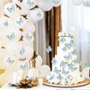 30pcs Blue Gold Butterfly Cake Topper Mixed Size Transparent 3D Waterproof Butterflies Cupcake Topper for Blue Birthday Wedding Cake Decorations Butterfly Party Wall Decorations view 4