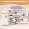 Costzon Corner Kids Kitchen Playset, Wooden Play Kitchen with Sounds & Lights, Washing Machine, Range Hood, Ice Maker, Microwave, Oven, Sink, Pretend Toy Kitchen Set for Toddler, Gift for Boys Girls view 2