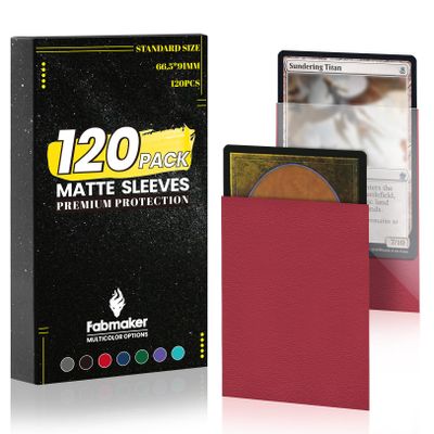 120Pack Card Sleeves for Trading Cards, Matte Card Sleeves Deck Card Protectors, Standard Perfect Shuffling, Sports Cards,Game Card, 66x91mm, Red