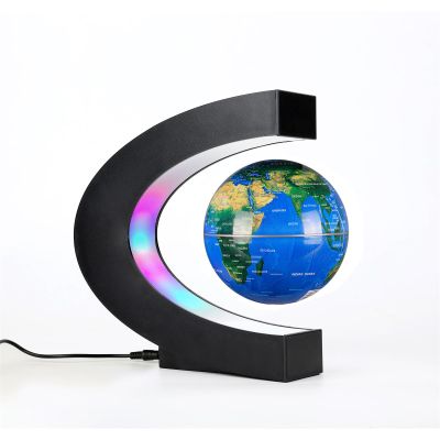 BEBEVOGUE Personalized Magnetic Levitation Floating Globe with Color Changing LED Anti Gravity World Map Cool Birthday Gift for Men Boys Boss Kids Office Home Desk Gadget Decor (Blue)