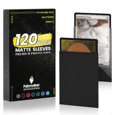 120Pack Card Sleeves for Trading Cards, Matte Card Sleeves Deck Card Protectors, Standard Perfect Shuffling Fit for Baseball Card,Sports Cards,Game Card, 66x91mm, Black