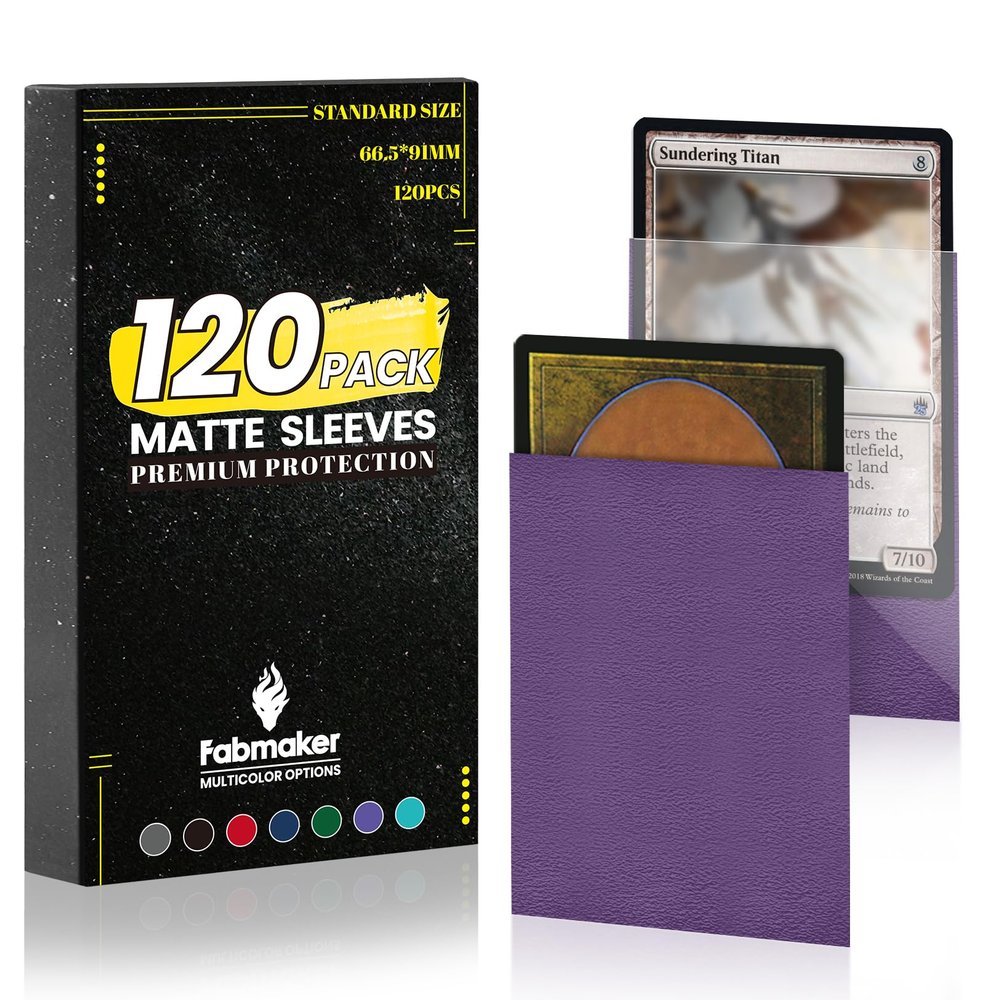 120Pack Card Sleeves for Trading Cards, Matte Card Sleeves Deck Card Protectors, Standard Perfect Shuffling, Baseball Card,Sports Cards,Game Card, 66x91mm, Purple