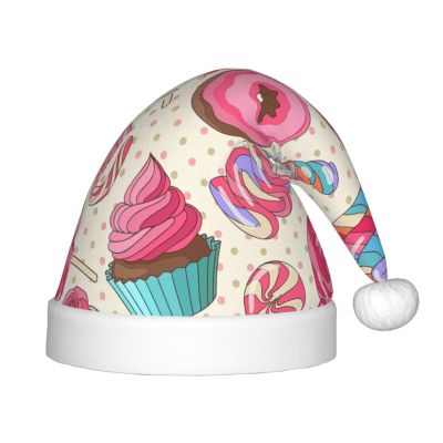 EniLsa Sweet Lollipop Cupcake Print,Christmas Santa Hats For Children 14.2x11 Inch Christmas Santa Hats Party Supplies