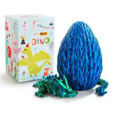 LEWELLRY 15" 3D Printed Dragon Egg,Christmas Birthday Toys, Stocking Stuffers Gift, Articulated Crystal Cool Fidget Dragon for Girls Boys Kids Ages 3,4, 5, 6,7, 8,9,10,11,12 Years Old