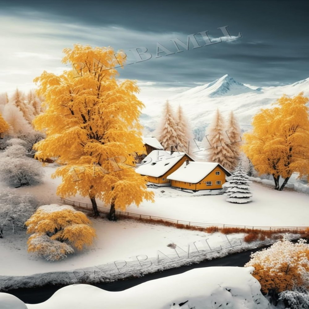 1000 Piece Adult Jigsaw Puzzle, Snowy Mountain Yellow Tree, Puzzle Educational Gift, Room Decor or Cafe Decor Exercise Willpower Relaxation or Gifts for Friends