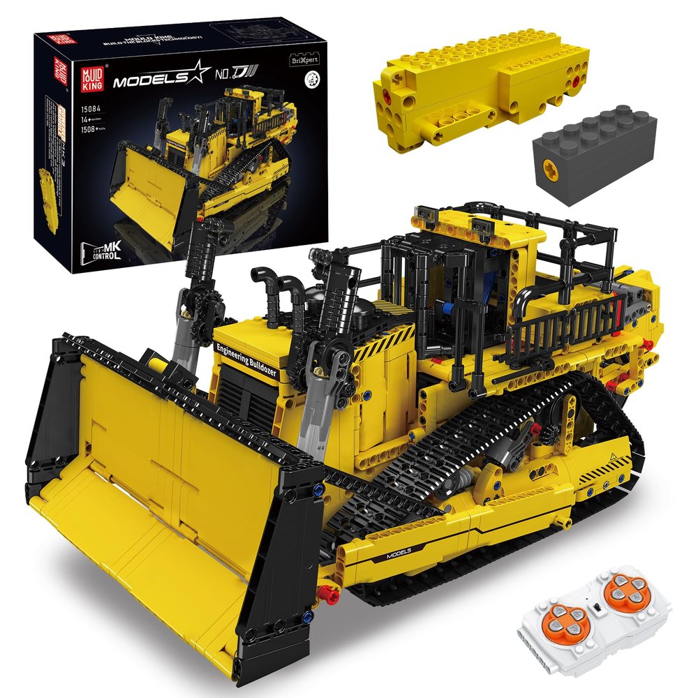 Mould King RC Bulldozer Building Set for Adults, Bulldozer Truck Construction Vehicle Model with Motors, APP Control Truck with Engines, 1508 Pieces