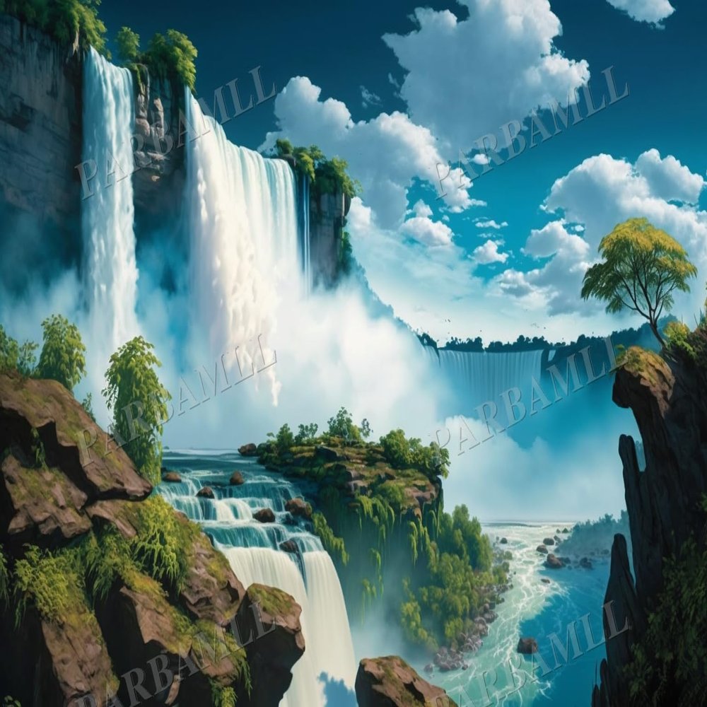 1000 Piece Adult Jigsaw Puzzle, Blue Sky Waterfall, Puzzle Educational Gift, Room Decor or Cafe Decor Exercise Willpower Relaxation or Gifts for Friends