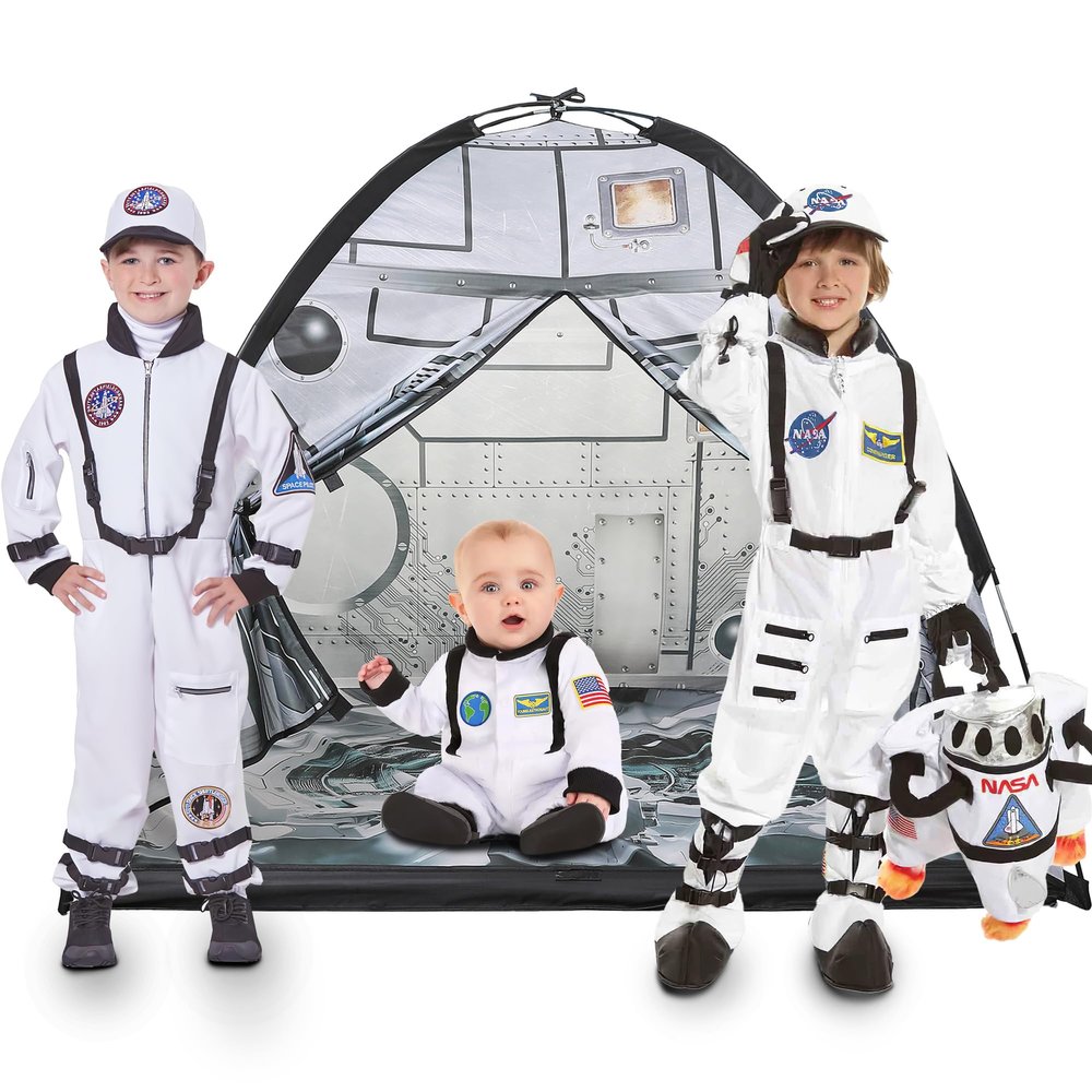 LimitlessFunN Space Rocket Ship Kids Play Tent | Includes Star Lights & Carrying Case |, Children Imaginative Astronaut Dome Playhouse for Boys, Toddlers, Indoor & Outdoor, 48" D x 48" W x 42" H