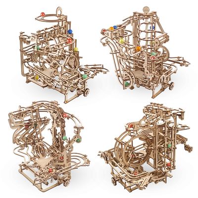 UGEARS Bundles Marble Run Holiday Set Wooden Marble Run Kit with 10 Colored Marbles - 3D Puzzles for Adults and Kids - Amusement Park Wood Marble Track 3D Puzzle - Wood Model Kit for Self-Assembly