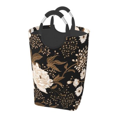 Flowers Laundry Basket Organizer Nursery Storage Baskets Box Collapsible Laundry Hamper with Handles for Closets Organizer Toys Bedroom