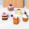 Abaodam 1set Wooden Artificial Cake Decoration for Boys and Girls Realistic Pretend Play Food for for Festivals Parties and Home Styles One view 1