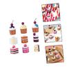 Abaodam 1set Wooden Artificial Cake Decoration for Boys and Girls Realistic Pretend Play Food for for Festivals Parties and Home Styles One view 3