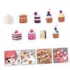 Abaodam 1set Wooden Artificial Cake Decoration for Boys and Girls Realistic Pretend Play Food for for Festivals Parties and Home Styles One view 4