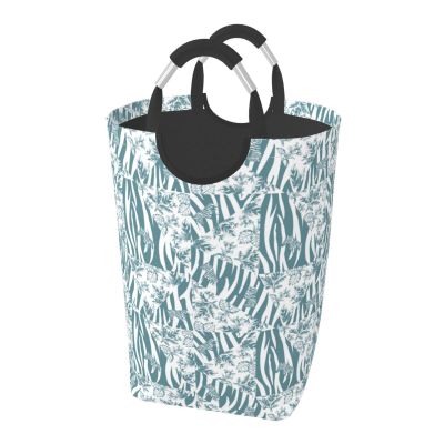 Zebra Leaves Laundry Basket Organizer Nursery Storage Baskets Box Collapsible Laundry Hamper with Handles for Closets Organizer Toys Bathroom