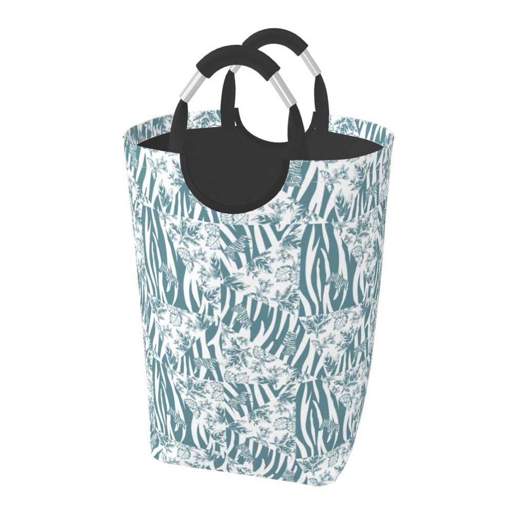 Zebra Leaves Laundry Basket Organizer Nursery Storage Baskets Box Collapsible Laundry Hamper with Handles for Closets Organizer Toys Bathroom