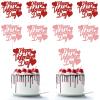12 Pack Glitter Happy Valentine's Day Cake Toppers, 4.72x4 Inches Sweet Love Food Picks, Large Pink and Red Cake Decorations, Perfect for Valentine's Day Party Supplies view 1
