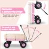 VISRACK Outdoor Sport Wagon All Terrain Pulling w/Removable Wooden Side Panels Air Tires Big Foot Panel Foldable Handle Cart Sturdy All Steel Wagon Bed Pull-Along Wagons (Pink) view 2