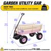 VISRACK Outdoor Sport Wagon All Terrain Pulling w/Removable Wooden Side Panels Air Tires Big Foot Panel Foldable Handle Cart Sturdy All Steel Wagon Bed Pull-Along Wagons (Pink) view 3