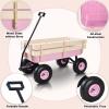 VISRACK Outdoor Sport Wagon All Terrain Pulling w/Removable Wooden Side Panels Air Tires Big Foot Panel Foldable Handle Cart Sturdy All Steel Wagon Bed Pull-Along Wagons (Pink) view 4