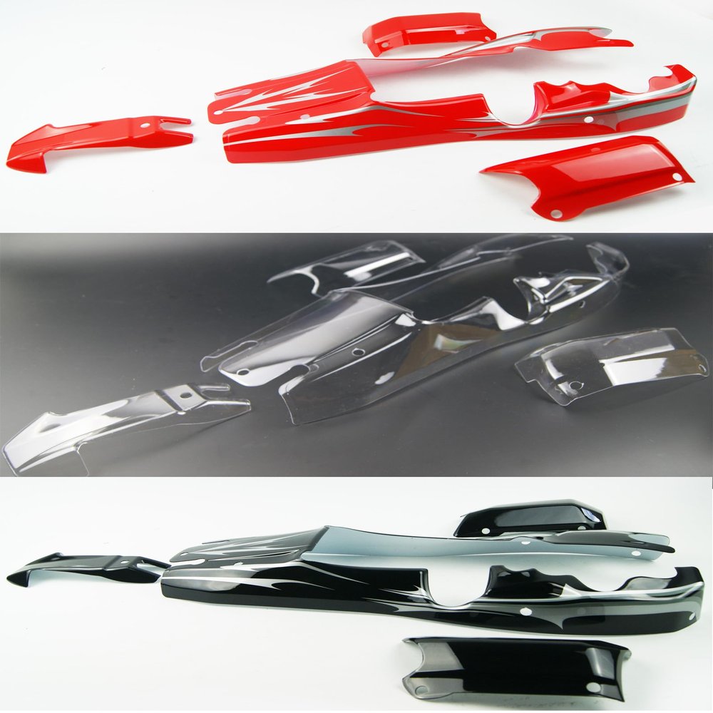 Black Red Clear Body for hpi rovan kingmotor baja 5b 5sc Buggy (Black)