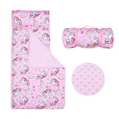 Kids Sleeping Bag Nap Mat with Removable Pillow and Blanket,Extra Thick Large 2 in 1 Slumber Bags for Boys Girls,Toddler Nap Mat for Preschool Daycare Travel Camping