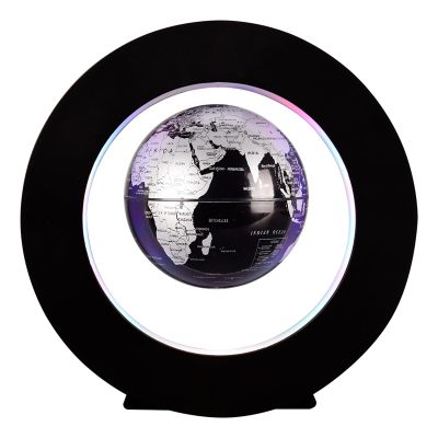 BEBEVOGUE Personalized Magnetic Levitation Floating Globe with LED Light Anti Gravity Lighting World Globe Cool Birthday Gift for Men Boys Boss Kids Office Home Desk Gadget Decor (Silver)
