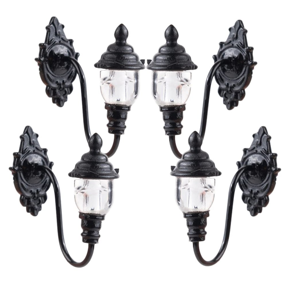 Toyvian 4pcs Dollhouse Wall Light Lantern Miniature Landscape Lamps Mini LED Desk Lamp Outdoor Abs Fairy Lights Mini House Chandeliers Lighting Lantern