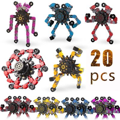 20pcs Random Fidget Spinners,DIY Deformable Robot Fingertip Toys,Decompression Spinner,Deformable Creative Mechanical Gyro Toys,Stress Relief Mechanical Chain Toy for Kids AdultsParty Supplies