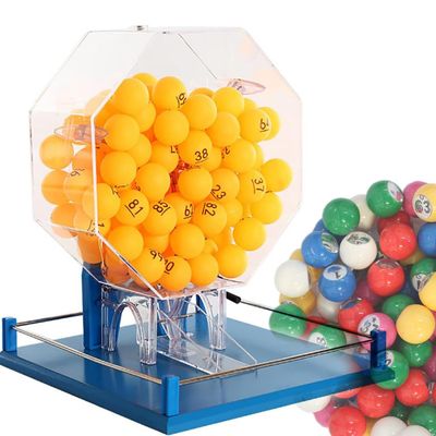 Hand Crank Lottery Drawing Machine, Larger Acrylic Lottery Drawing Machine Bingo Cage, Ball Number Selector with 100 Pcs Ball, Great for Large Groups, Parties, Shopping Malls,Blue