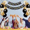 Buygain Happy Birthday Banner and Buntings, Birthday Decorations Black & Gold Set Contains12inch Balloons, Ribbons and Birthday Banners, Happy Birthday Decorations For Men view 4