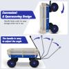 All-Terrain Wagon with Removable Wooden Side Panels - Garden & Pet Folding Wagon with Steel Bed & Pneumatic Tires - Blue view 2