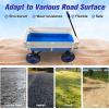 All-Terrain Wagon with Removable Wooden Side Panels - Garden & Pet Folding Wagon with Steel Bed & Pneumatic Tires - Blue view 4