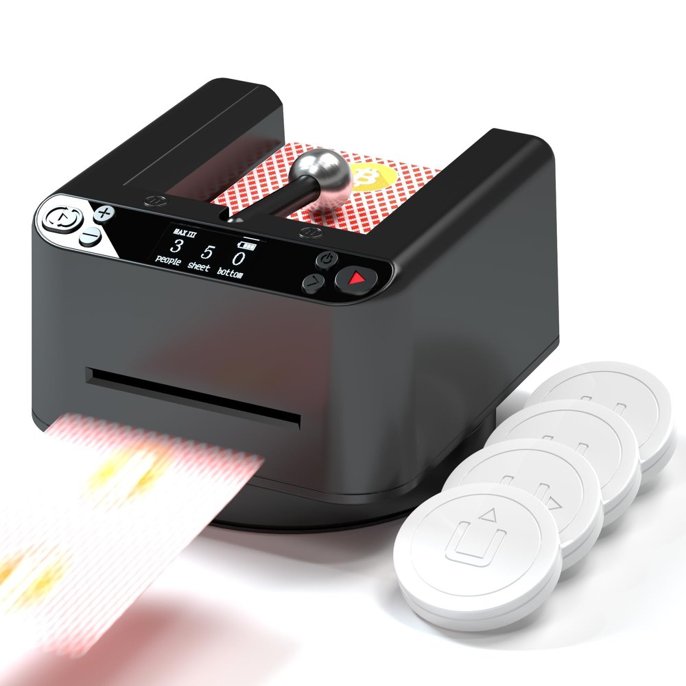 VQP Automatic Card Dealer, 360 Rotating Smart Card Dealer Machine with 4 Dealer Button, Spinning Card Dealing Machine for UNO, Blackjack, Texas Hold'em, Touch to Pause