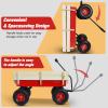 VISRACK All-Terrain Handcart with Removable Wooden Side Panels, Kids Wagon, Heavy-Duty Steel Cart, Foldable Pet Stroller, Ideal Gift for Halloween and Christmas, Red view 3