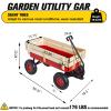 VISRACK All-Terrain Handcart with Removable Wooden Side Panels, Kids Wagon, Heavy-Duty Steel Cart, Foldable Pet Stroller, Ideal Gift for Halloween and Christmas, Red view 4