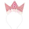 SuPoo Birthday Decorations for Girls - 6th Birthday Headband Crown, Glitter Hair Band, Flower Princess Tiara Hair Accessory for Party view 1
