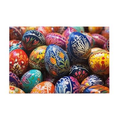 1000 Piece Jigsaw Puzzle for Adults Personalized Picture Puzzle Colorful Hand Painted Easter Eggs Customized Wooden Puzzle for Family, Birthday, Wedding, Game Nights Gifts, 29.5"x19.7"