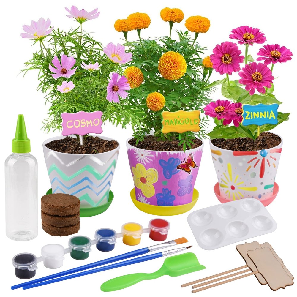 Beinhome Kids Gardening Set, Paint and Plant Flower Gardening Kit, Kids Gardening Tools Kit, Best Birthday, Art, Crafts and Project Gift for Girl Age 4 5 6 7 8 9 10 Years Old