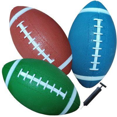 AppleRound 3-Pack 8-Inch Waterproof Footballs for Pool Beach Backyard - Ideal for Water & Land Play - Inflatable Toy Balls with Pump - Outdoor Fun, Pee-Wee Junior Size for Kids & Teens (Multicolor)