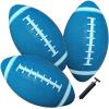 AppleRound 3-Pack 8-Inch Waterproof Footballs for Pool, Beach, & Backyard - Ideal for Water & Land Play - Inflatable Toy Balls with Air Pump - Outdoor Fun, Pee-Wee Junior Size for Kids & Teens (Blue) view 1