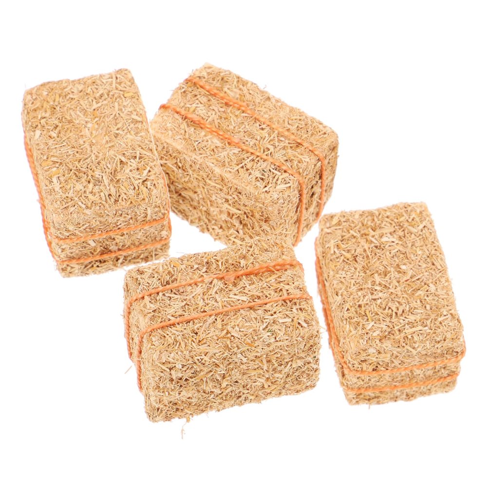 Abaodam 4pcs Props Artificial Decorative Nativity Straw Bales Table Decor Dollhouse DIY Fake Decor Small Bales Tiny Haystack Autumn Bales Grass Toy Room Jesus